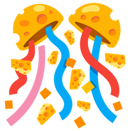 cheese wedge and confetti ball