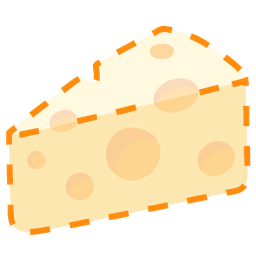 cheese wedge and dotted line face