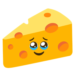 cheese wedge and face holding back tears