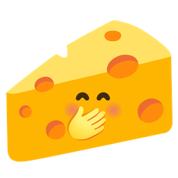 cheese wedge and face with hand over mouth