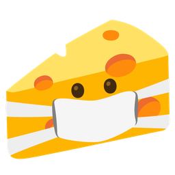 cheese wedge and face with medical mask