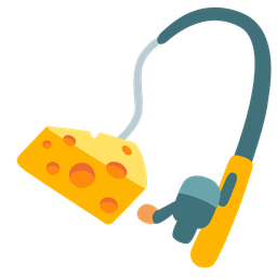 cheese wedge and fishing pole