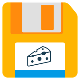 cheese wedge and floppy disk
