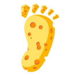 cheese wedge and footprints