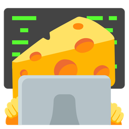 cheese wedge and laptop