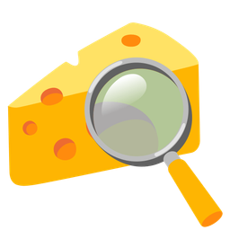 cheese wedge and magnifying glass tilted right