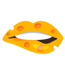 cheese wedge and mouth