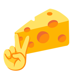 cheese wedge and peace symbol