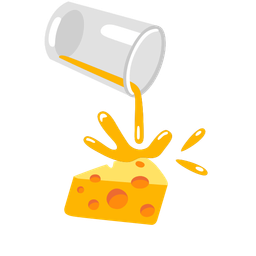 cheese wedge and pouring liquid
