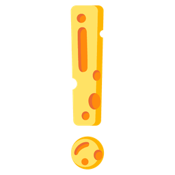 cheese wedge and red exclamation mark
