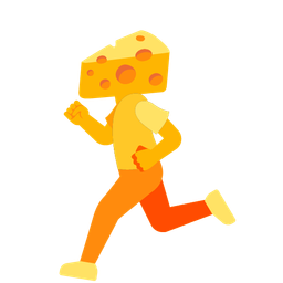 cheese wedge and running shoe