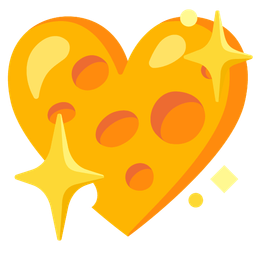 cheese wedge and sparkling heart