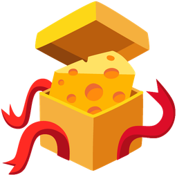 cheese wedge and wrapped gift