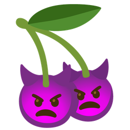 cherries and angry face with horns