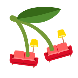 cherries and couch and lamp