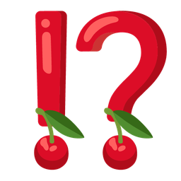cherries and exclamation question mark