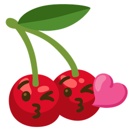 Cherries and Face blowing a kiss