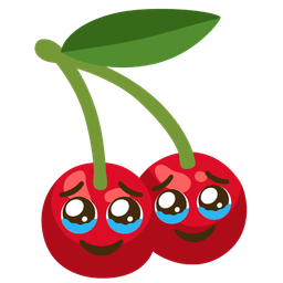 cherries and face holding back tears