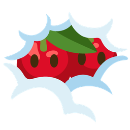 cherries and face in clouds