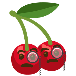 cherries and face with monocle