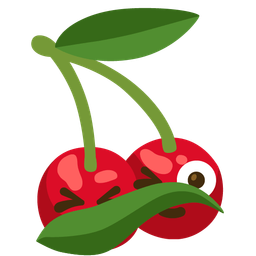cherries and face with peeking eye