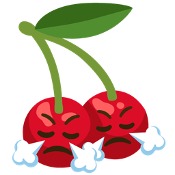 cherries and face with steam from nose