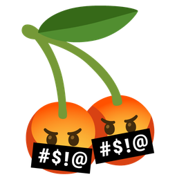 cherries and face with symbols on mouth