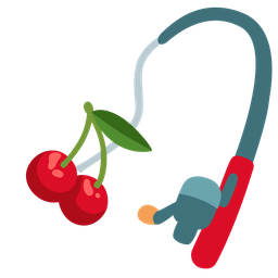 cherries and fishing pole