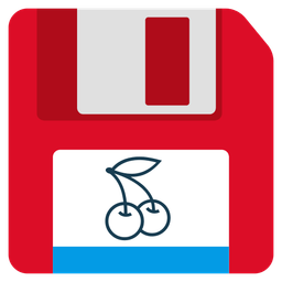 cherries and floppy disk