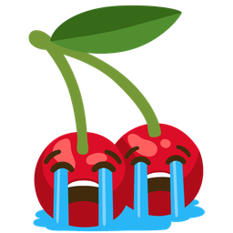 cherries and loudly crying face