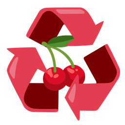 cherries and recycling symbol