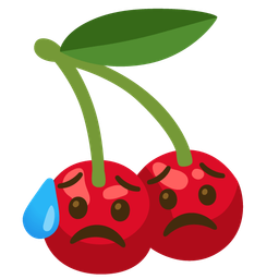 cherries and sad but relieved face