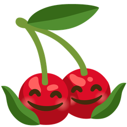Cherries and Smiling face with open hands