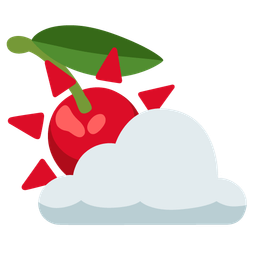 cherries and sun behind cloud