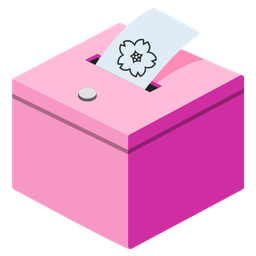 cherry blossom and ballot box with ballot