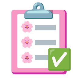 cherry blossom and check mark button