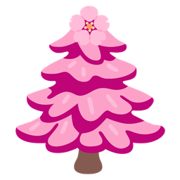 cherry blossom and evergreen tree