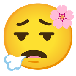 cherry blossom and face exhaling