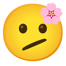 cherry blossom and face with diagonal mouth