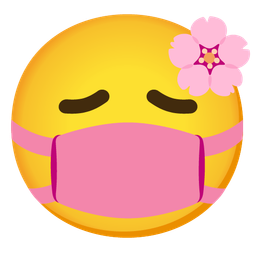 cherry blossom and face with medical mask