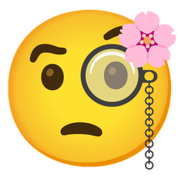 cherry blossom and face with monocle