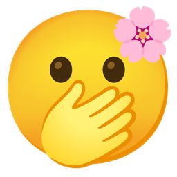 cherry blossom and face with open eyes and hand over mouth