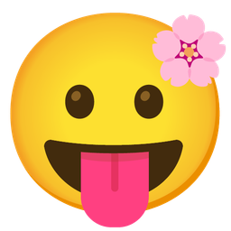 Cherry blossom and Face with tongue