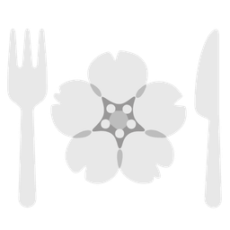 cherry blossom and fork and knife with plate