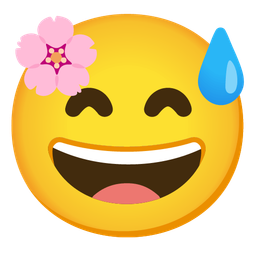 Cherry blossom and Grinning face with sweat