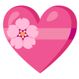 cherry blossom and heart with ribbon