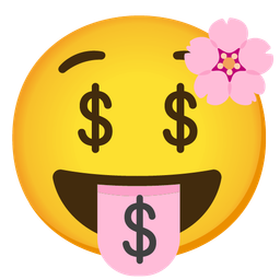 Cherry blossom and Money-mouth face
