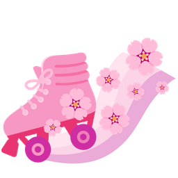 cherry blossom and roller skate