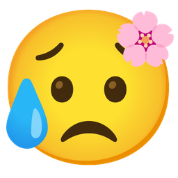cherry blossom and sad but relieved face