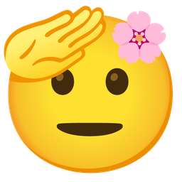 cherry blossom and saluting face